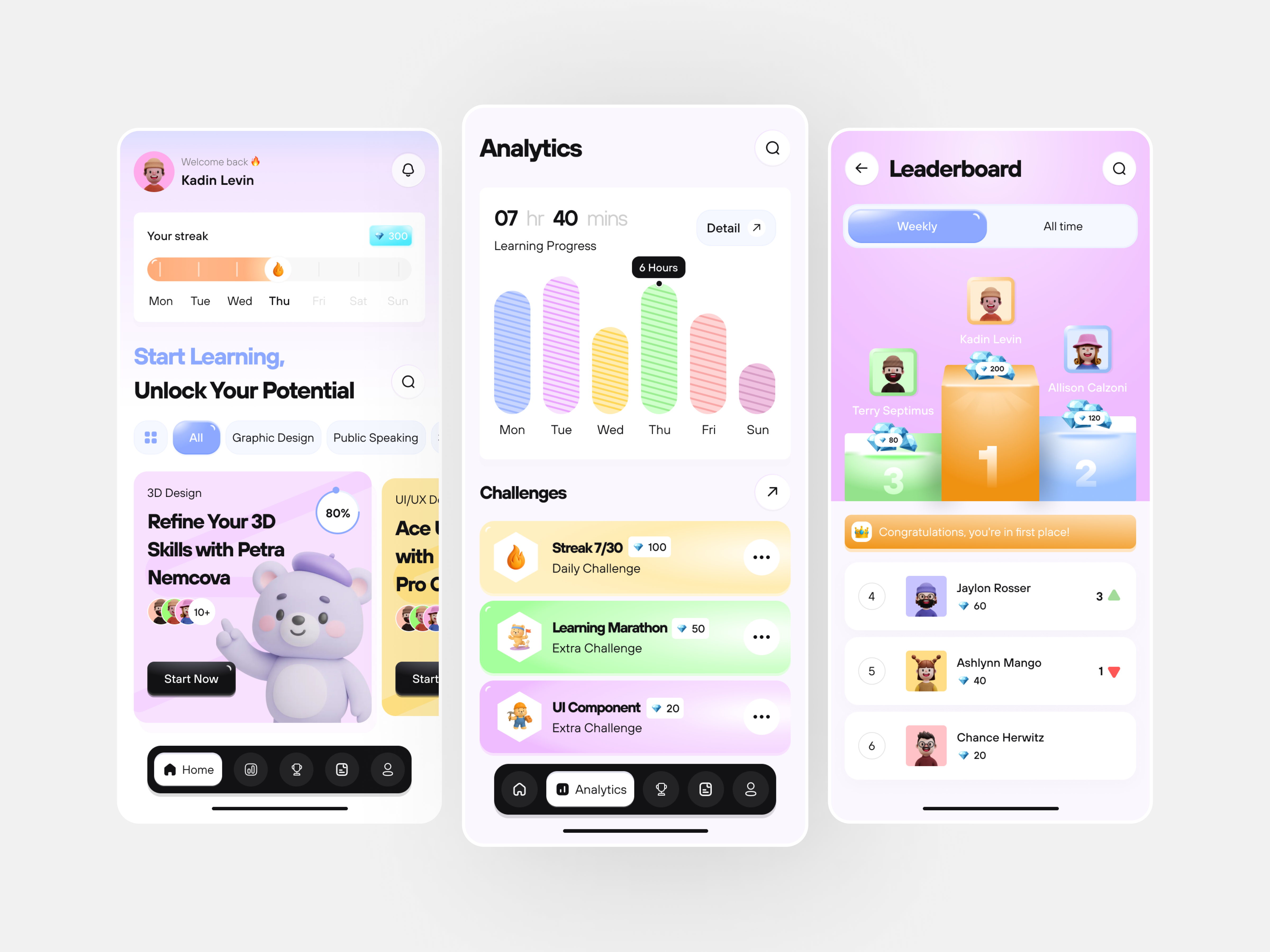 Sinau - Bootcamp Learning App 🎓 3d animation app bootcamp branding design education graphic design illustration learning logo minimal mobile design mobile ui motion graphics tech ui ux