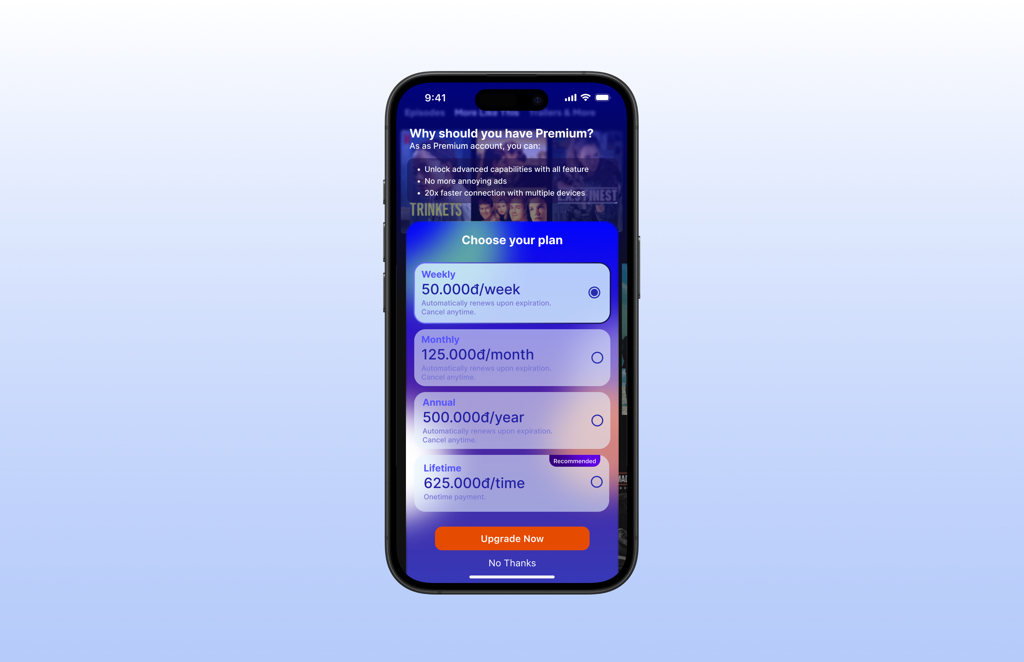 TV Vision Remote - IAP Screen app graphic design product ui ux
