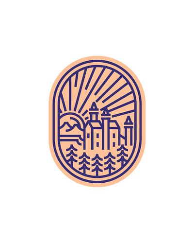 Castle on the hill Exclusive Logo Design for Sale by Anhdodes anhdodes branding castle design forest hill landscape logo logo design medieval middleage moutain pine sunrise sunset window