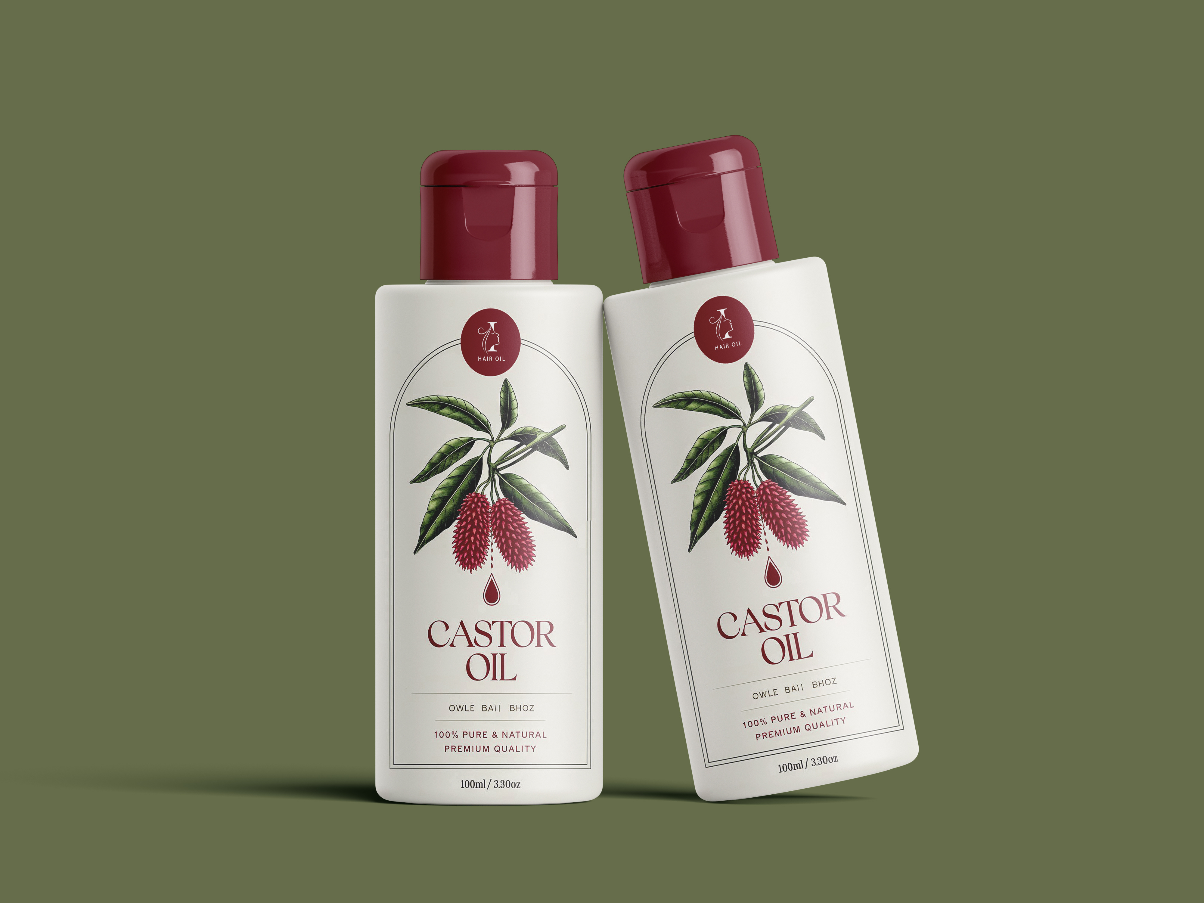 Castor Hair Oil Bottle Label Packaging Design bottle label brand design branding branding design castor oil clean design cosmeitc cosmetic bottle hair oil label design lady item oil label oil packaging package design packaging design packaging expert product packaging