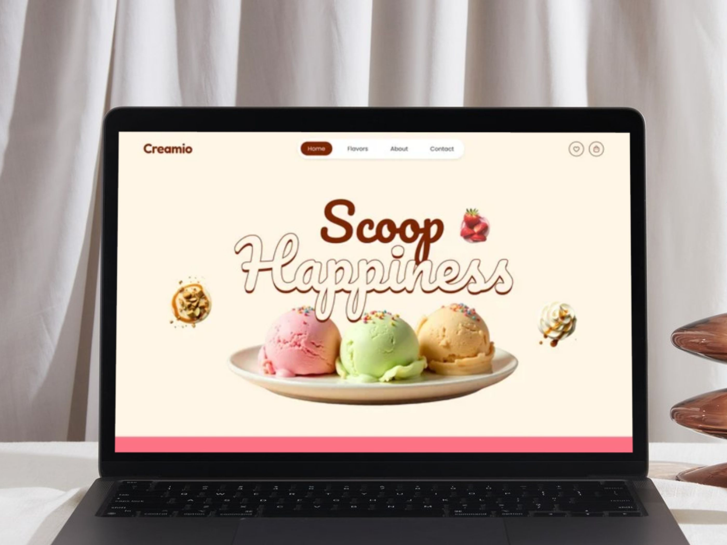 Creamio — Animated Ice-Cream Website (HTML, CSS & GSAP) animation colorfuldesign frontend funui gsap htmlcss icecream interactiondesign landingpage modernui uidesign webdesign