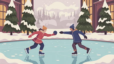 Human Connection: The Winter Gathering art commission character design community flat design holiday season illustration lifestyle outdoor social connection travel vector art web winter sports