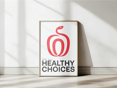 Healthy Choices apple choices concept double meaning framed poster healthy healthy choices illustration logo poster poster design roxana niculescu simple snake snake logo