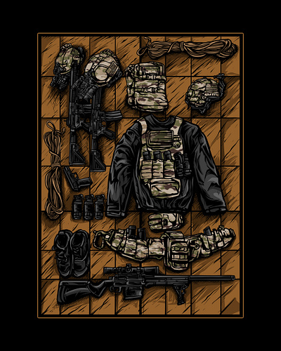 Tactical Equipment armor art artwork customdesign design equipment graphic design helm illustration military tactical tacticalart tshirt