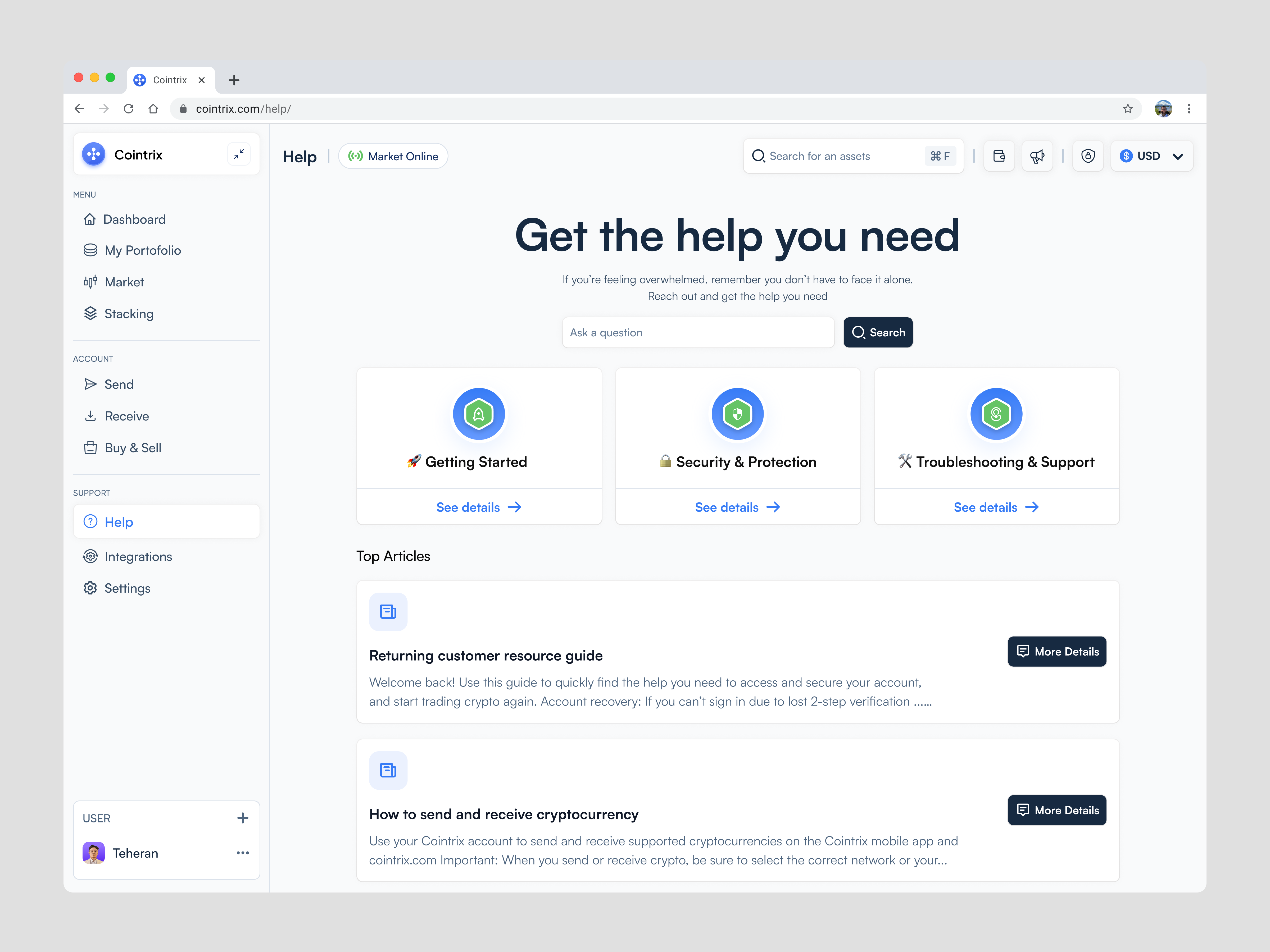 Crypto Help Page Dashboard blockchain crypto crypto dahsboard crypto help page dashboard cryptourrency dashboard design help center help page market minimal modern trade trading ui ui design ux design website