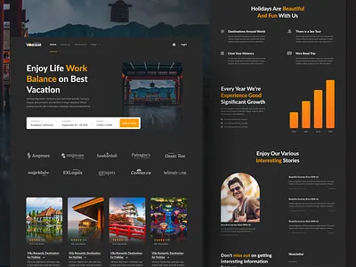 Ventravel - Dark Travel Agency Landing Page animation booking website branding business growth company dark theme design elementor landing page new design template travel agency travel agency ui travel website ui ui design ui inspiration uiux website wordpress