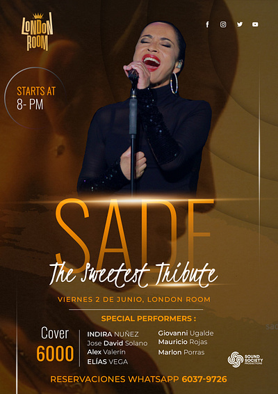 The Sweetest Tribute for SADE concert design flyer design friday night flyer graphic design night club flyer party flyer photoshop
