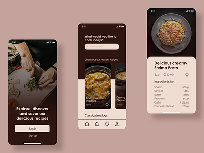 UI Design for a Cookbook App cooking food mobile ui ux