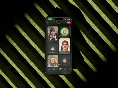 Connect Your Team ✦ Video calls, Meetings & Conferencing app design chat dark mode group call ios meeting minimal design online meeting tab bar video call zoom