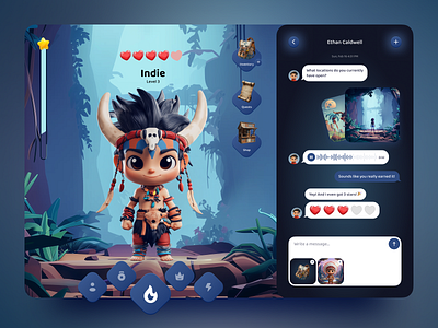 Online Game Interface Design 3d character design adventure game cartoon game design character screen chat interface fantasy game ui figma design game app game dashboard game design gaming app design online game ui product design rpg ui design ui ux design web game