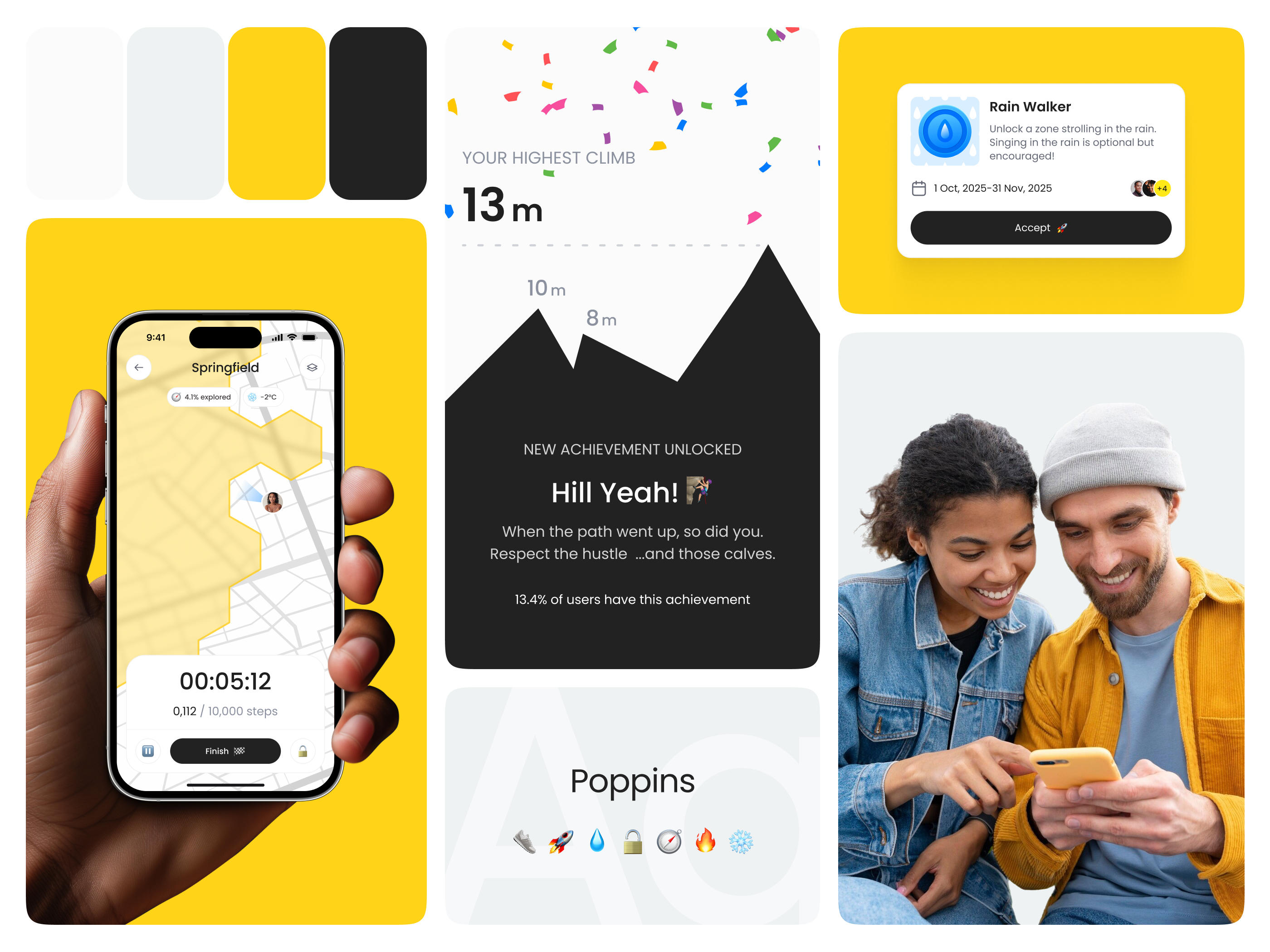 WalkVenture branding design gamified healthwellness illustration logo mobile mobile app tracking ui ux