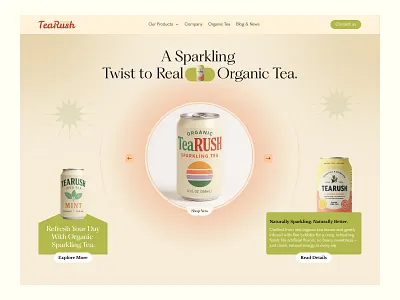 TeaRush Organic Website Hero Section herosection landingpage tearushherosection ui
