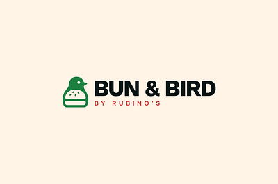 Bun & Bird by Rubino's bird logo brand identity branding brandmark bunandbird burger logo chicken logo clever logo creative direction fast food branding food and beverage food branding logo design logomark minimalist logo modern logo packaging design restaurant branding rubinos visual identity