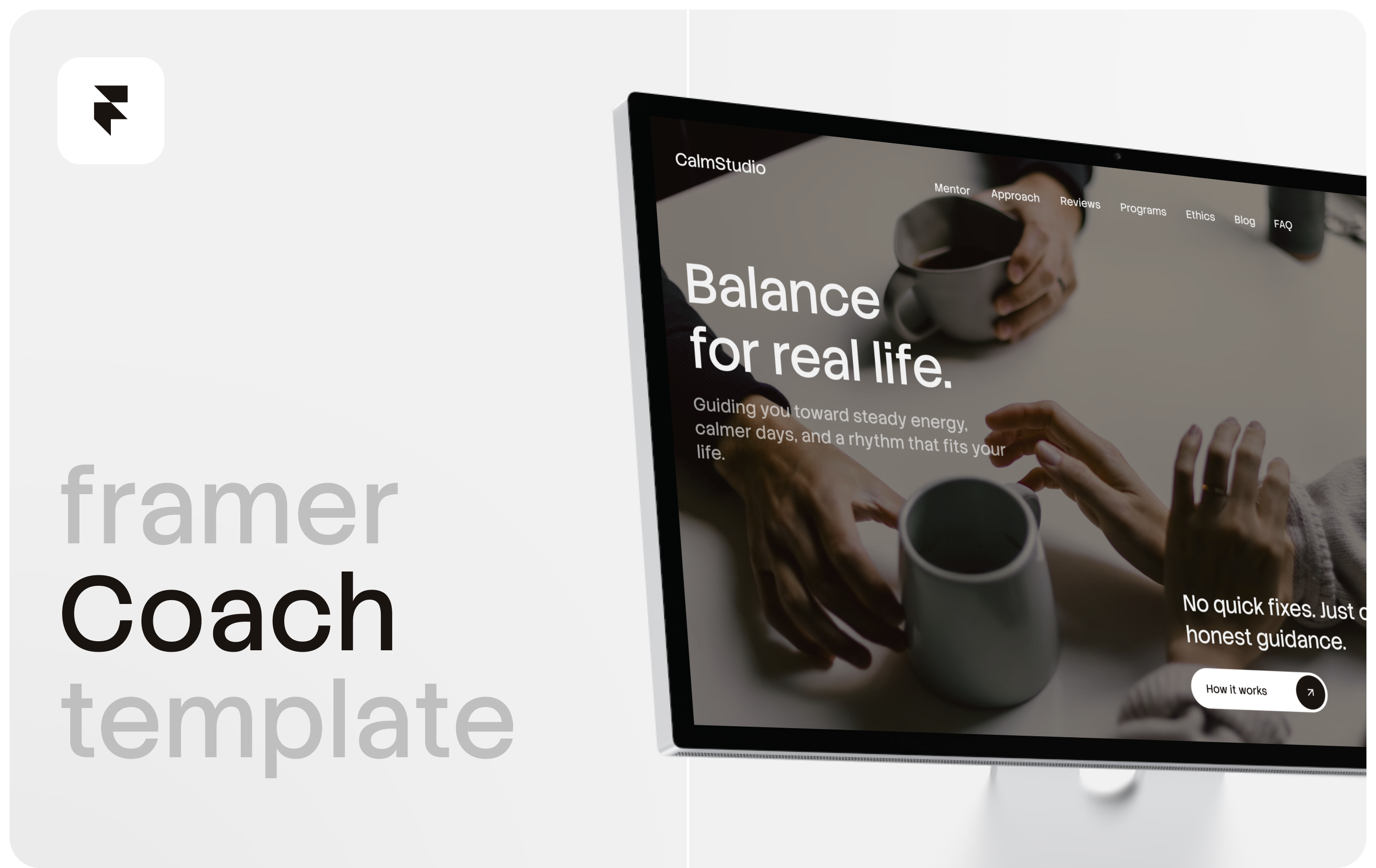 CalmCoach — Framer Template clean design coaching coaching website framer framer template interface design minimal design product design responsive design ui ui design ux ux design web design website template wellness wellness website