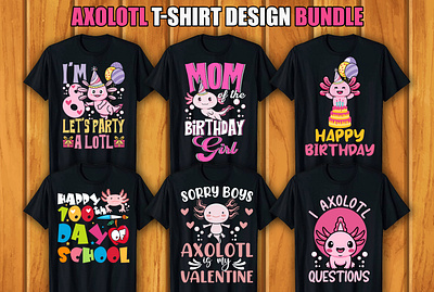 Axolotl T-shirt Design Bundle retro vintage