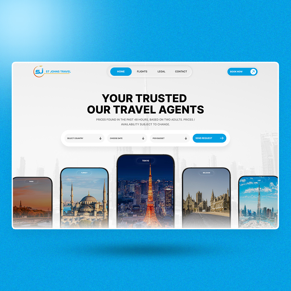 Travel Agency Website Design app branding design elementor figma graphic design illustration landing page logo travel travel agency ui uiux vector web web design website website design wordpress