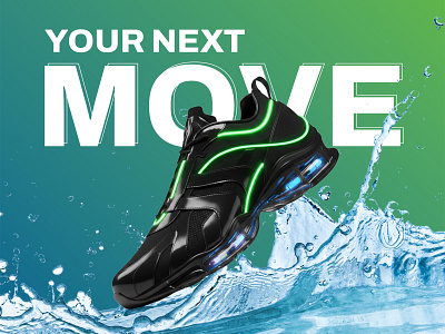 Next Move — Futuristic Sports Shoe Banner banner branding creative design graphic design logo shoe sports typography vector