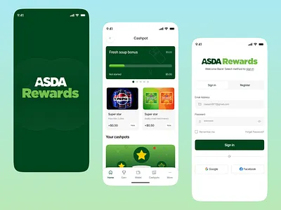 ASDA Rewards Mobile App Redesign – Earn More, Live Better app design ecommerce food food ordering website food store food website groceries shopping healthy food mobile mobile app mobile app design mobile dashboard mobile payment mobile shop online shop product design shopping start earning super market ui ux