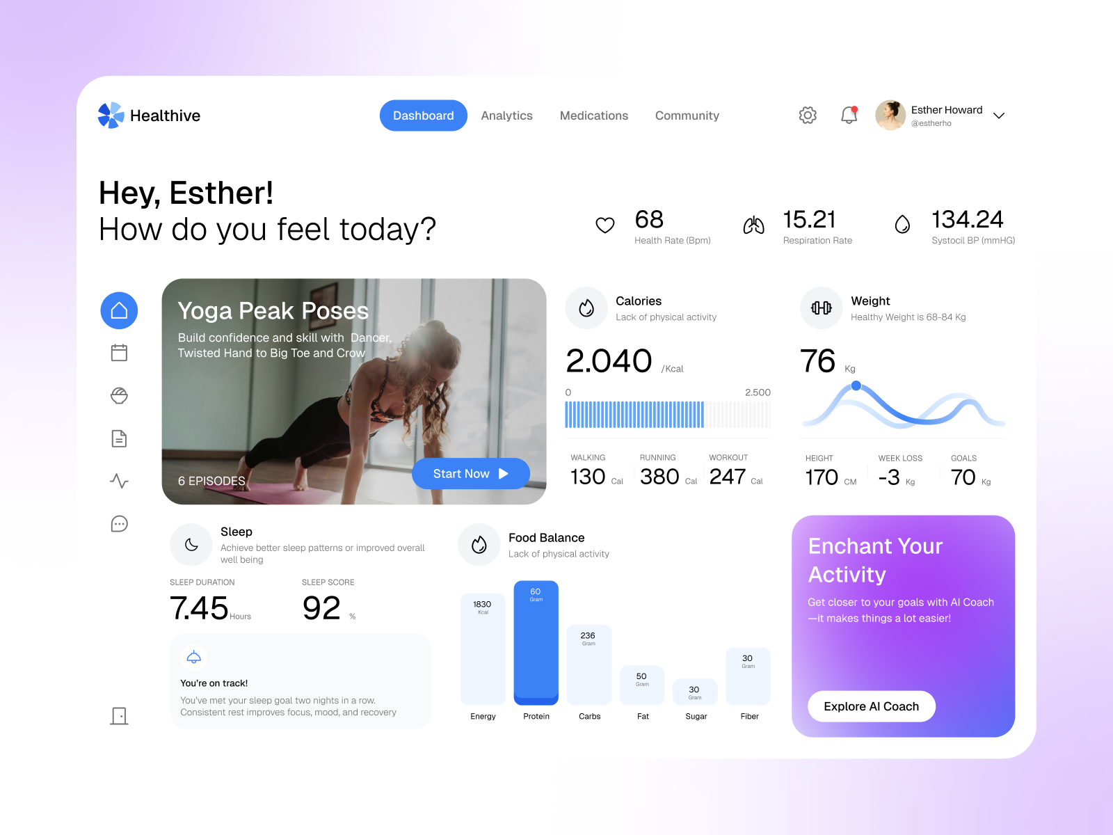 Example of Health Tracker – Dashboard UI/UX Design