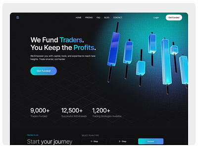 Hero exploration - 21 3d hero section landing page prop firm trading web design