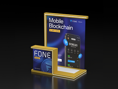 FONE Network || 3D Event Booth Design 3d 3d design 3d modeling 3d render banner design block chain blockchain booth design branding crypto design inspiration event event booth event brandig event branding visual design web3 web3 design