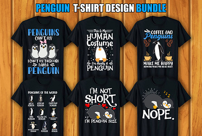 Penguin T-shirt Design Bundle retro vintage