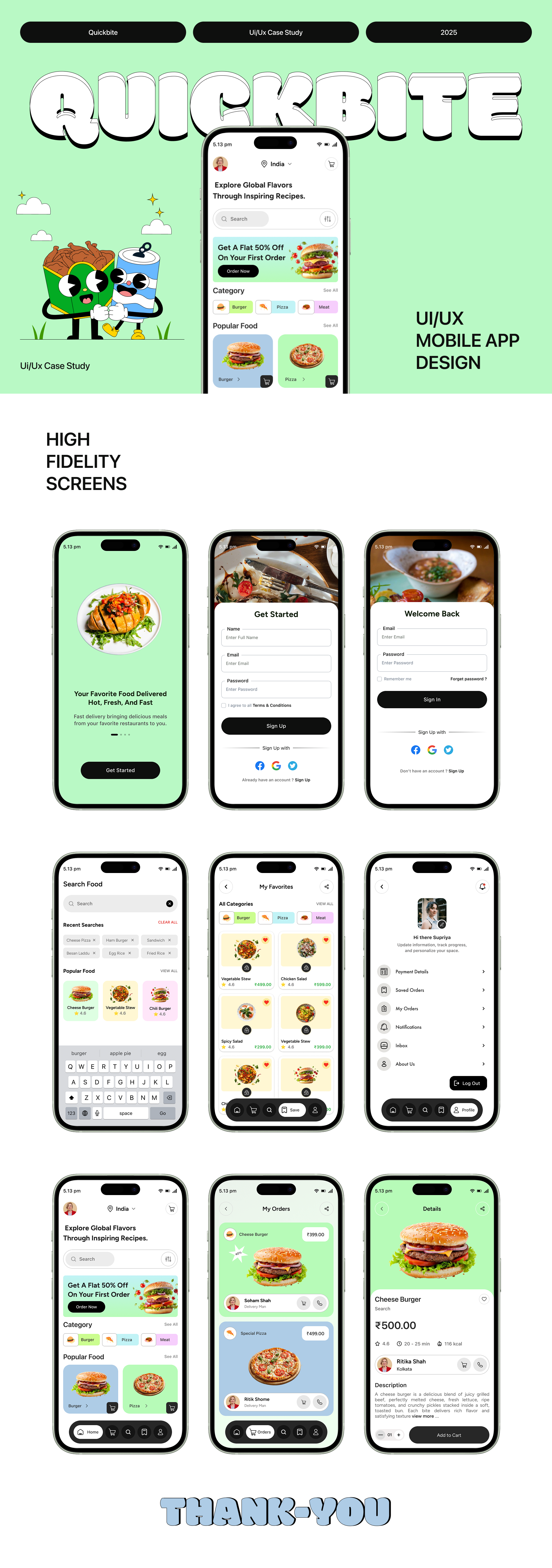 Quickbite - Food Delivery App Design app design branding figma logo mobile uiux ui ux
