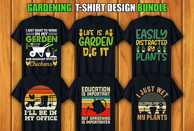 Gardening T-shirt Design Bundle retro vintage