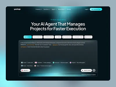 Project Management AI Agent Website ai website homepage landing page project manager ai webdesign website website design