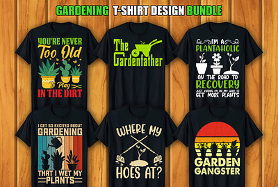 Gardening T-shirt Design Bundle retro vintage