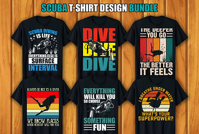 Scuba T-shirt Design Bundle retro vintage