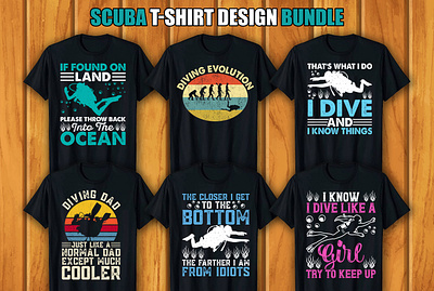 Scuba T-shirt Design Bundle retro vintage