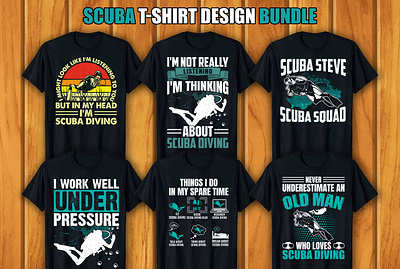 Scuba T-shirt Design Bundle retro vintage