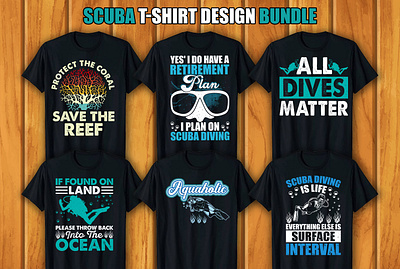 Scuba T-shirt Design Bundle retro vintage