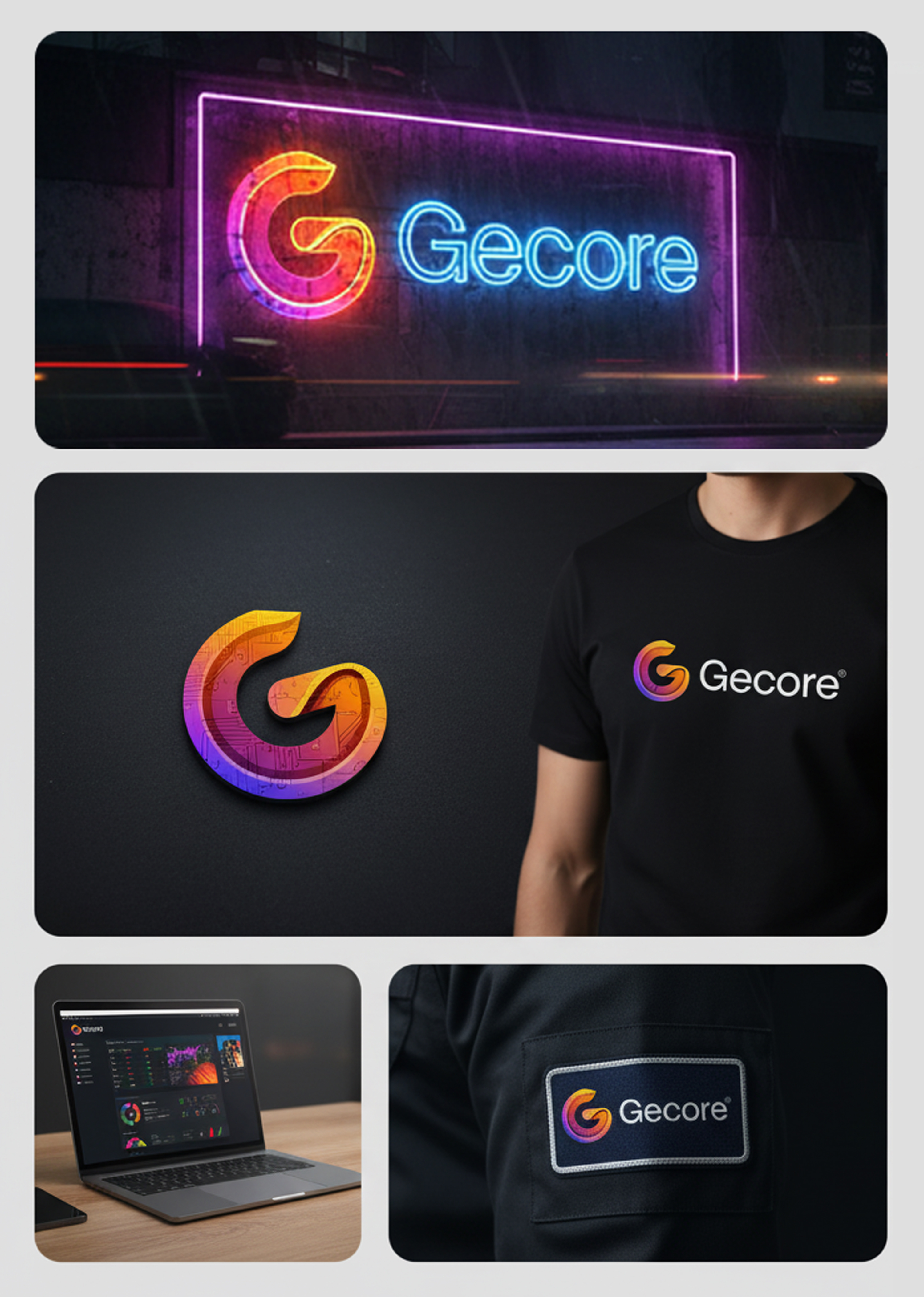 Gecore — Futuristic Gradient Brand Identity Design brand identity creative branding futuristic branding gradient logo modern branding startup branding tech logo visual identity
