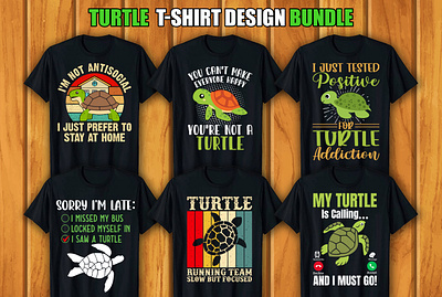 Turtle T-shirt Design Bundle retro vintage