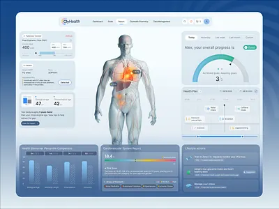 Your Health, Explained - Not Just Displayed 3d health visualization animation biometrics tracking app clinical data interface digital health experience future of health tech graphic design health dashboard ui health data visualization health tech ui healthcare product design human anatomy ui lifestyle tracking ui medical analytics dashboard medical ux design modern healthcare design patient monitoring dashboard personalized health insights user centered health ui wellness app interface