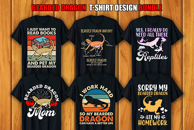 Bearded Dragon T-shirt Design Bundle retro vintage