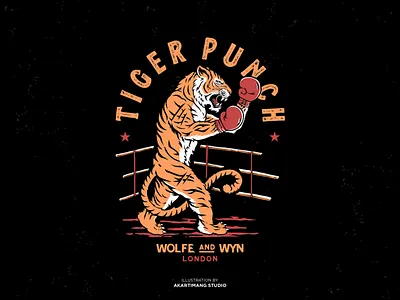 Tiger Punch Merch Illustration animal design digitalillustration handdrawn illustration mascot mascot design merch merchandise old school tiger tshirt design vintage vintage design