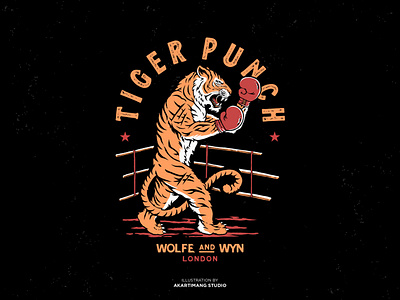 Tiger Punch Merch Illustration animal design digitalillustration handdrawn illustration mascot mascot design merch merchandise old school tiger tshirt design vintage vintage design