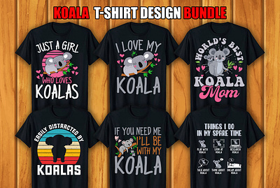 koala T-shirt Design Bundle retro vintage