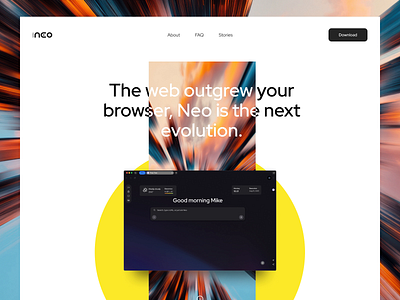 NEO Exploration ai bold browser creative graphic design landing type ui