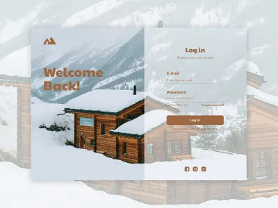 Log in landing page - UI Design website app app design design desktop interface landing page log in logo mountain product design snow splash screen ui ui design ux ux design webiste website design website interface winter