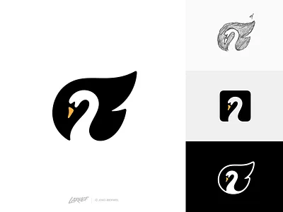 Unused Swan Logo animal beak bird black brand concept feather feathers flame fly gradient identity logo mark swan symbol unused wing wings