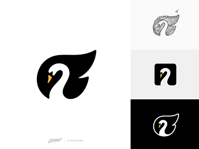 Unused Swan Logo animal beak bird black brand concept feather feathers flame fly gradient identity logo mark swan symbol unused wing wings
