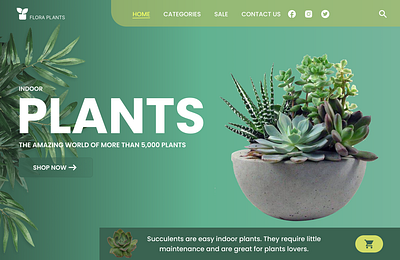 Indoor plant shop website landing page app design flora plants flowers indoor plants landing page plants plants lovers succulents ui ux website