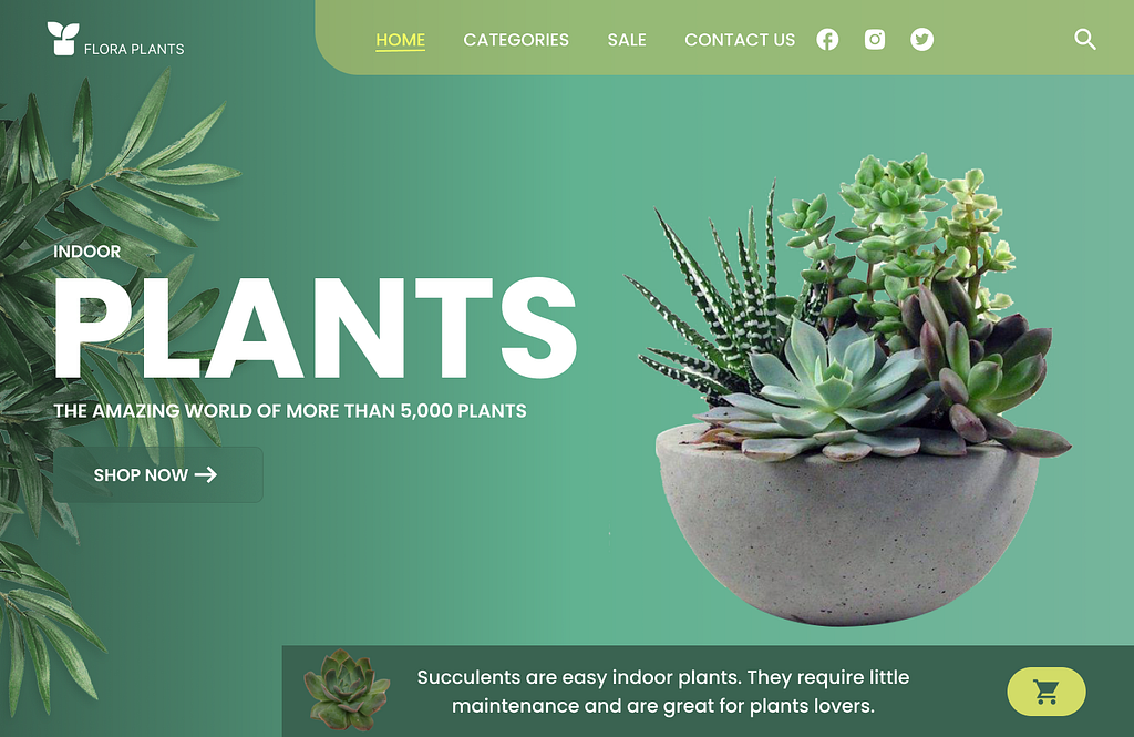Indoor plant shop website landing page by MuneeburRehman on Dribbble