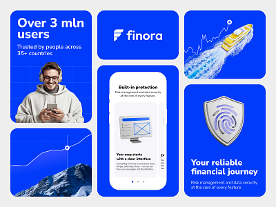 Digital brand platform. Finora investments. b2b blue color design brand platform branding chart design digital banners finance fintech fintech banners fintech branding fintech landing fintech web google ads banners inapp banners outsource design security design ui web web banners web platforn