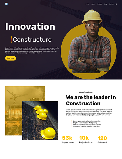 Construction company Landing Page design ui