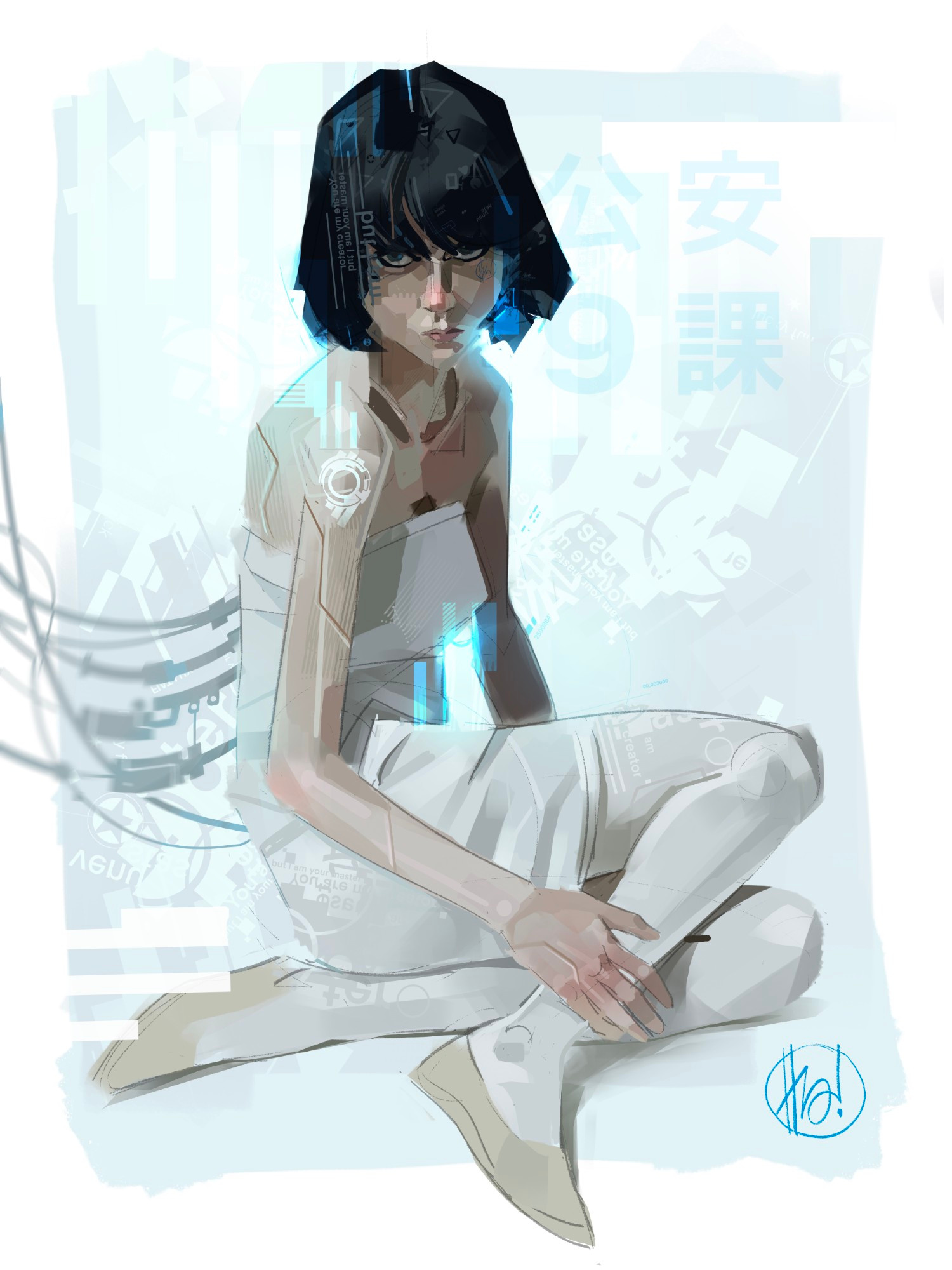 Section9 anime cyberpunk ghost in the shell illustration robotics sci fi
